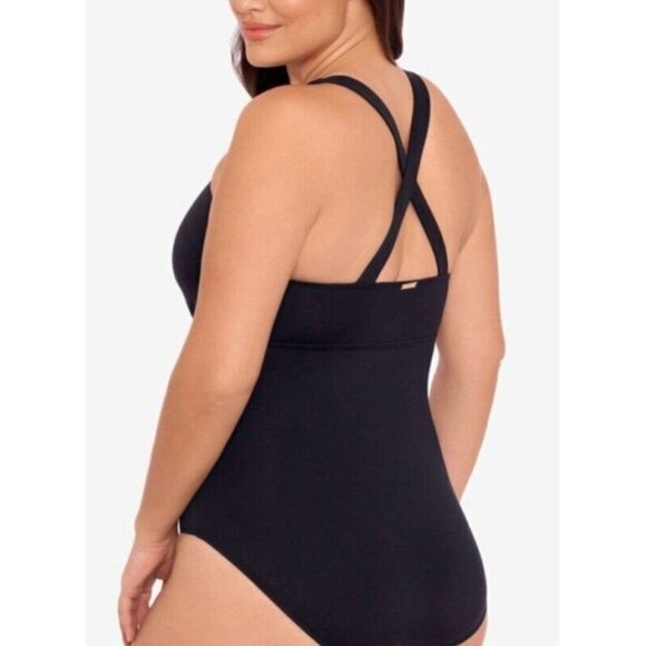 LAUREN Ralph Lauren Plus Size Shaping V-Neck One-Piece Swimsuit. Size 18 W - Picture 4 of 7